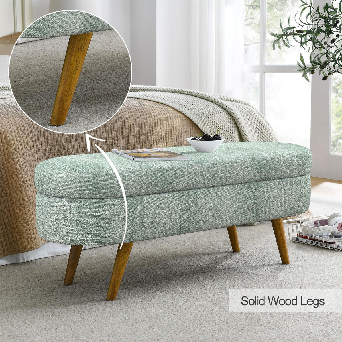 Cyan Boucle Storage Ottoman Bench S858