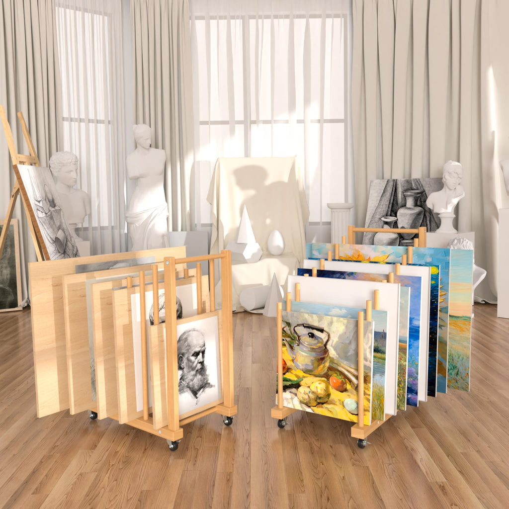 Art Canvas Storage Rack with Wheels and Handle A404091