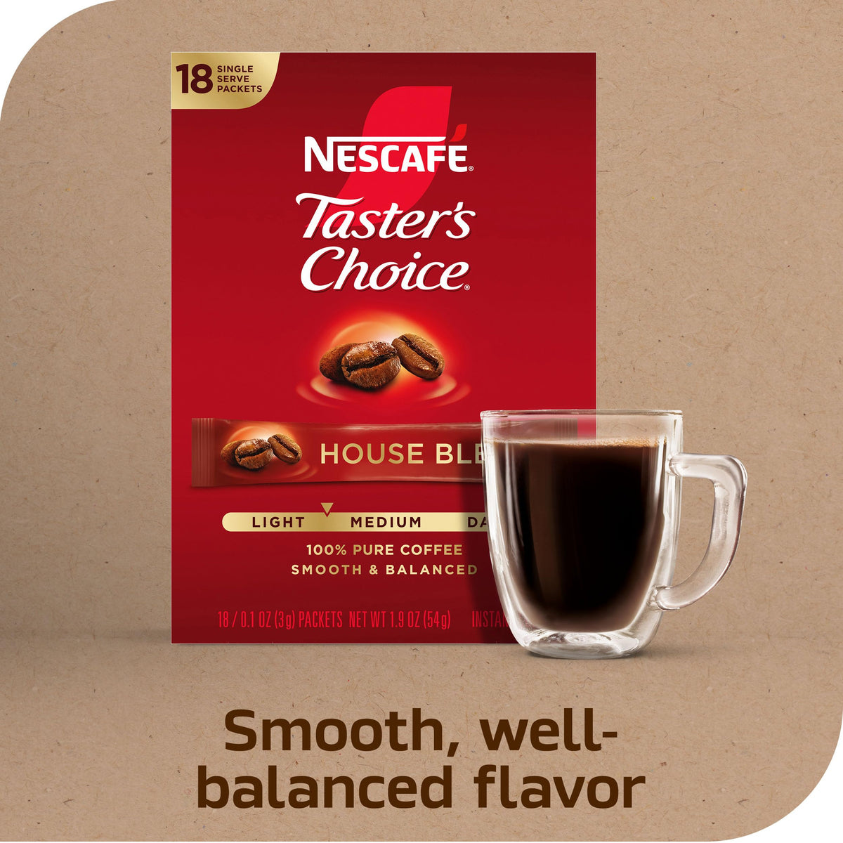 Instant Coffee Packets Light Medium Roast 144 Packets C87239