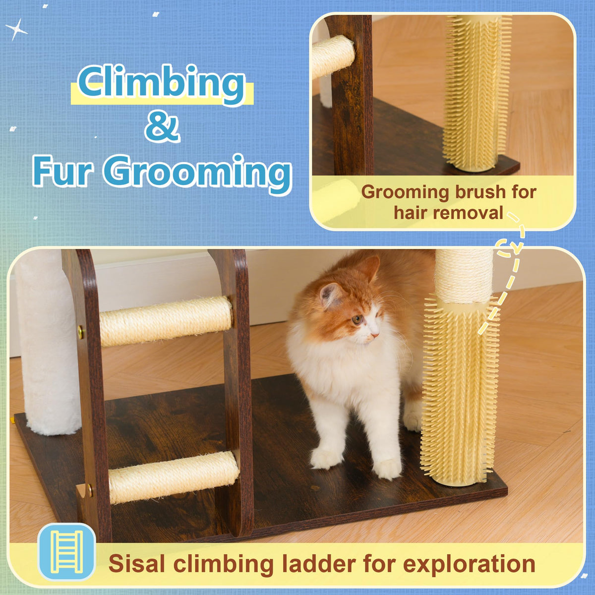 Wooden Cat Tree with Large Platforms A240