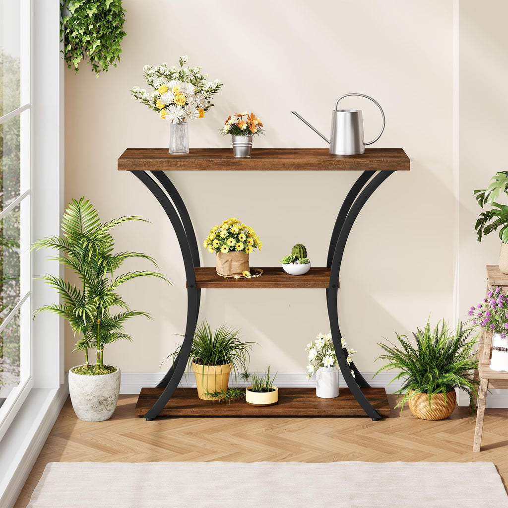 3 Tier Console Table with Open Wood Shelves C55852