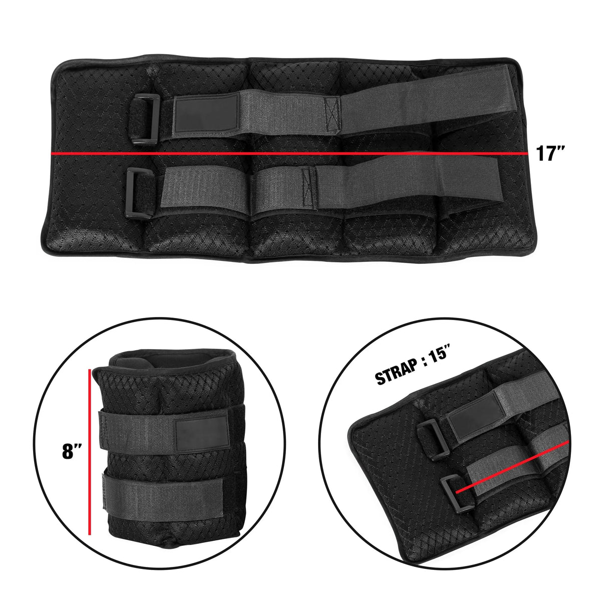 Adjustable Ankle and Wrist Weights, 10 lbs Each, 1 Pair F32189