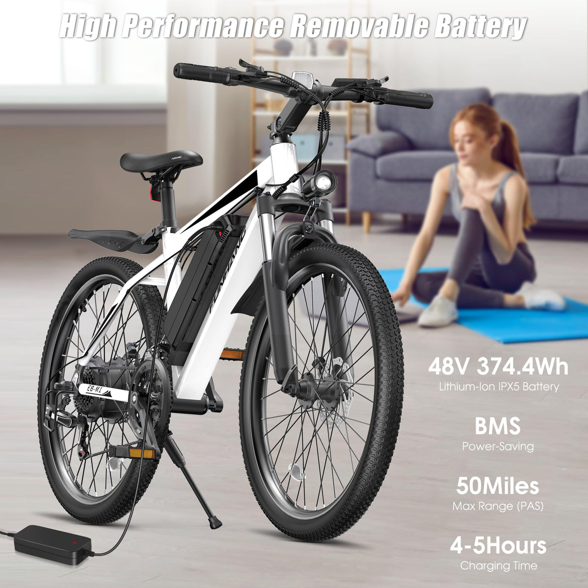 1000W 50Miles 26" Electric Mountain Bike with 48V Removable Battery S31179