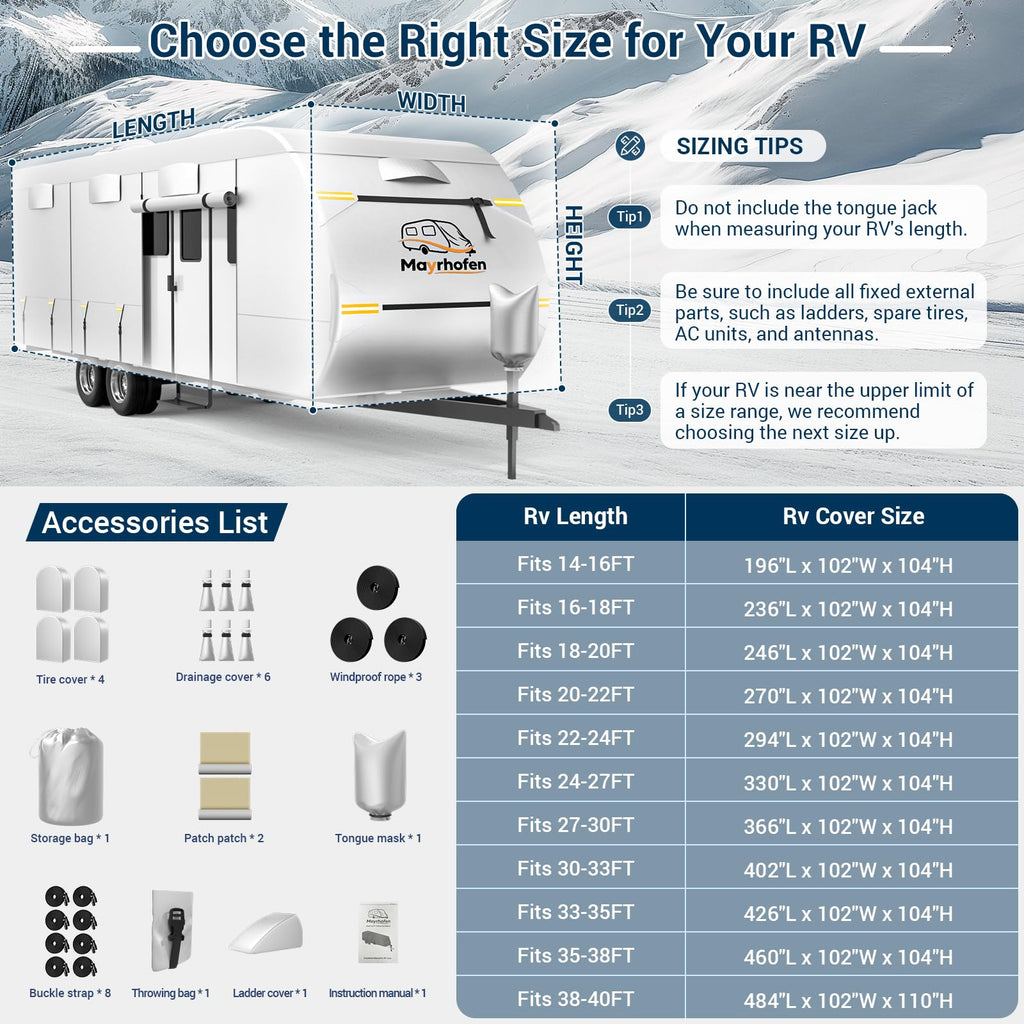 600D Oxford Fabric 30-33ft Travel Trailer Cover G9705