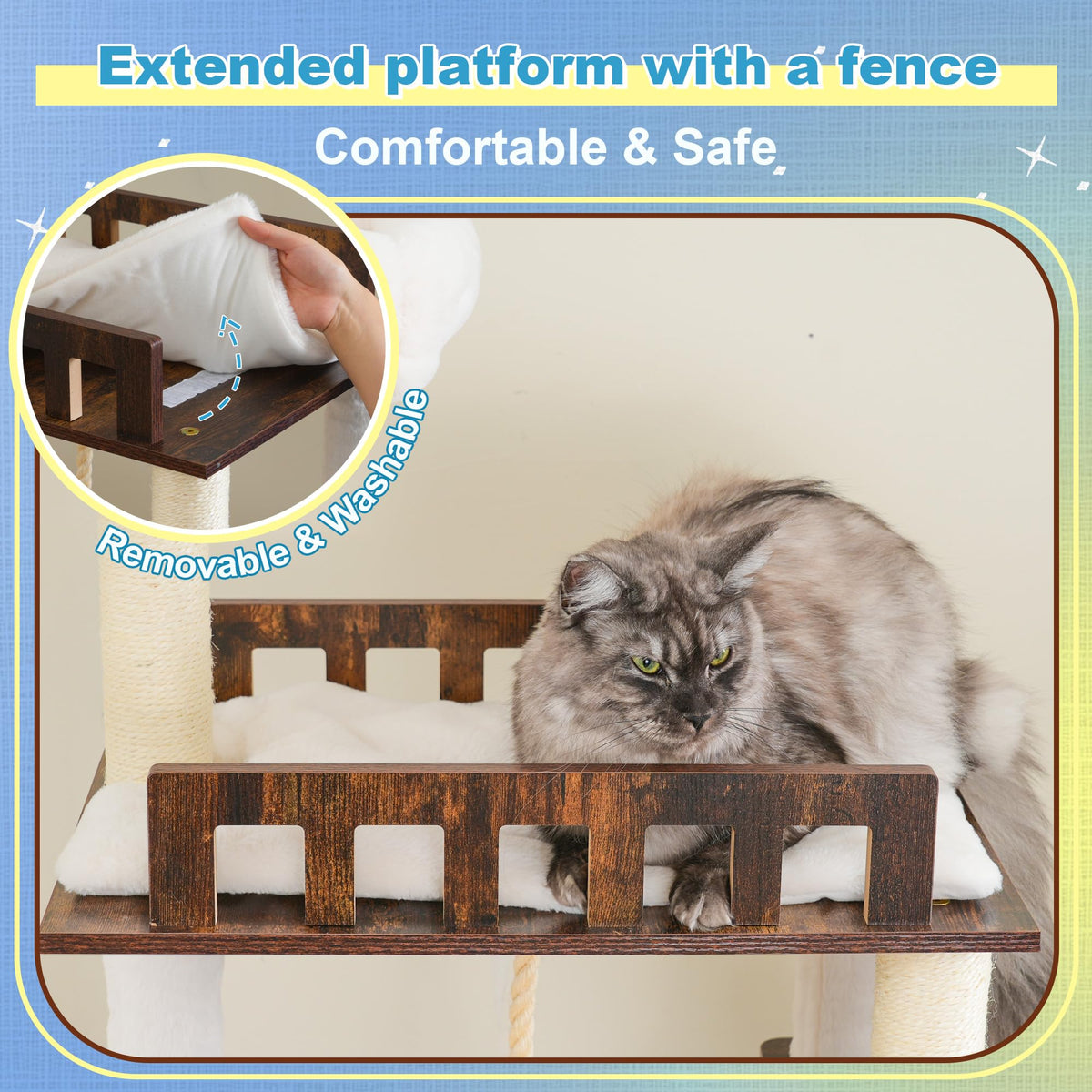 Wooden Cat Tree with Large Platforms A240