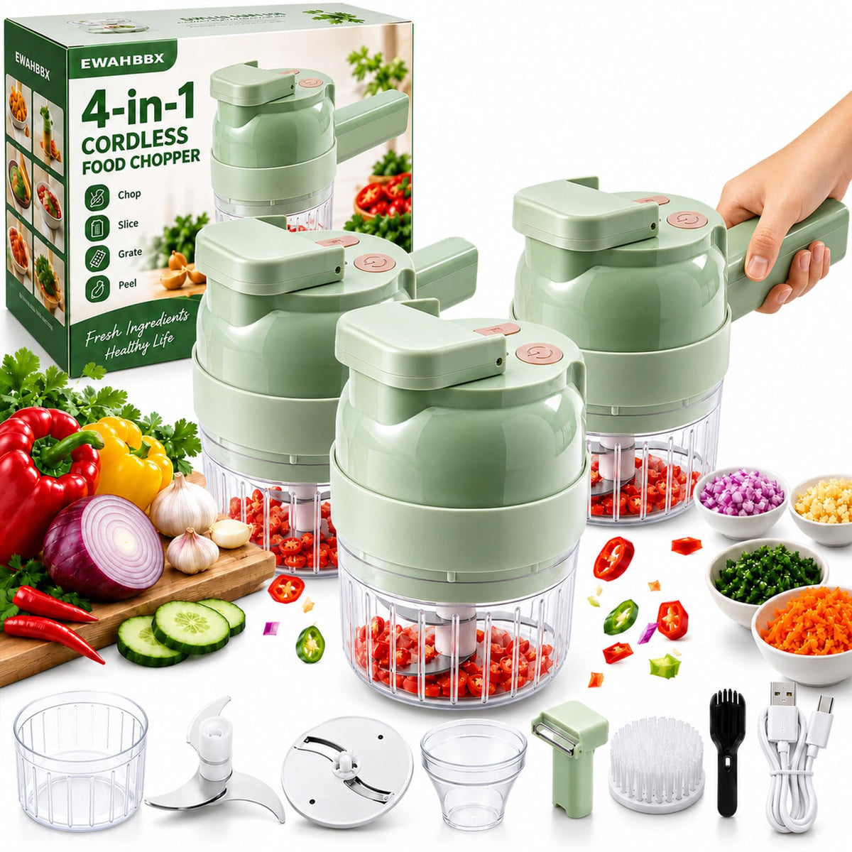 4 in 1 Handheld Electric Vegetable Chopper W51989
