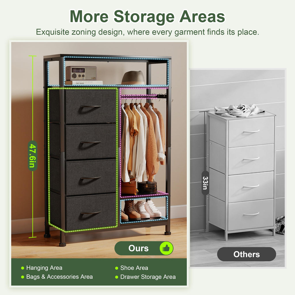 31.5" Dresser with Hanging Rack J24930