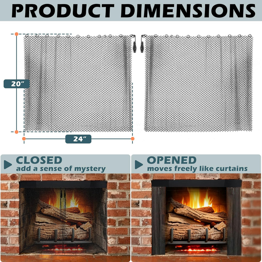 Black Spark Guard Mesh Curtain 2Pcs E5611