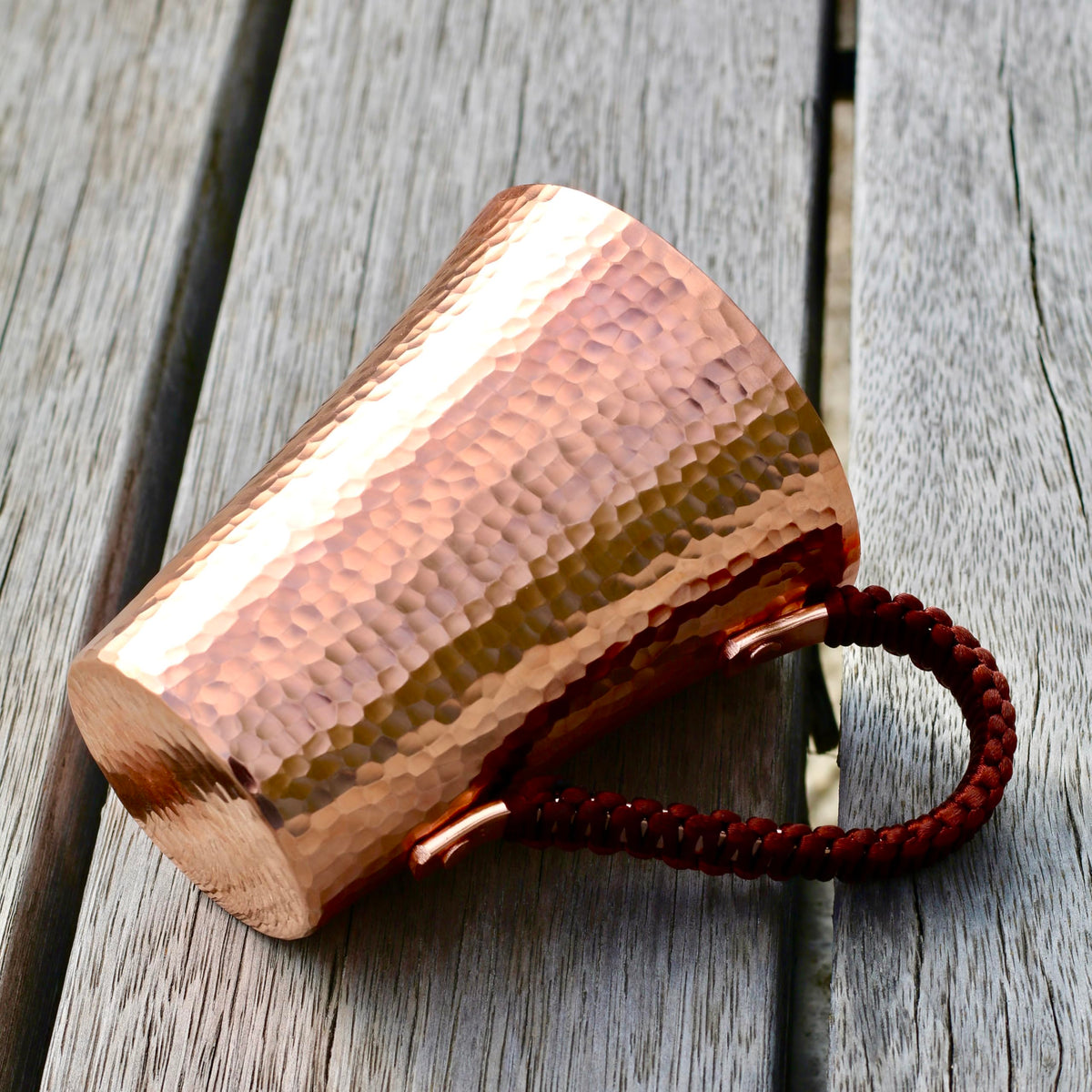 Copper Hand Hammered Ice Tea Cup with Handle 15 OZ J667657