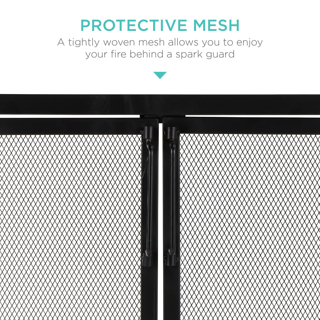 38.5x31in 2-Door Black Wrought Iron Fireplace Screen P174394