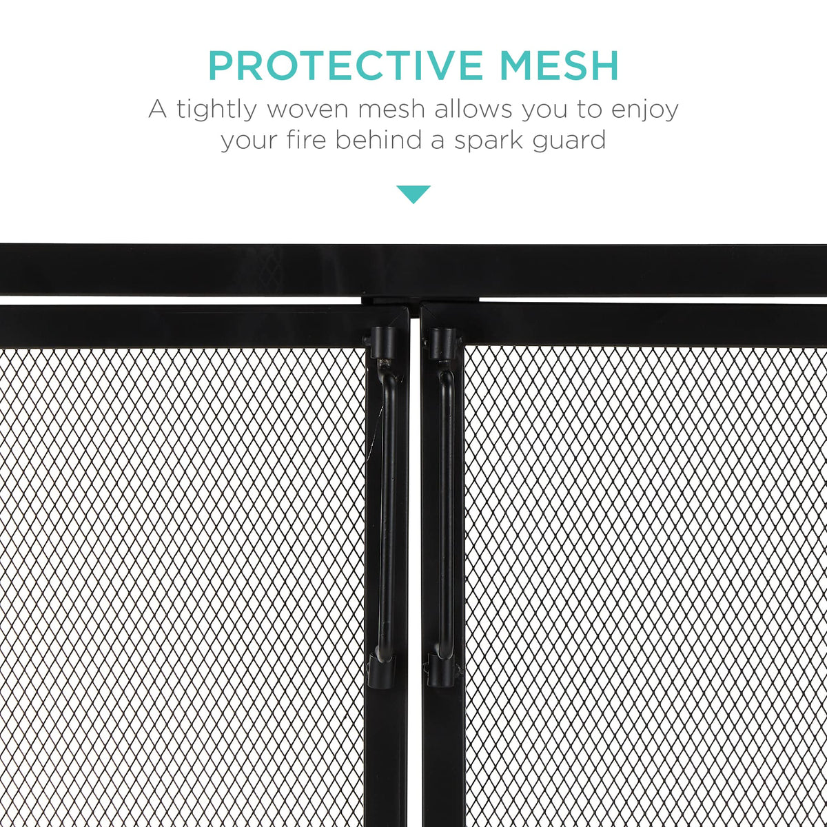 38.5x31in 2-Door Black Wrought Iron Fireplace Screen P174394