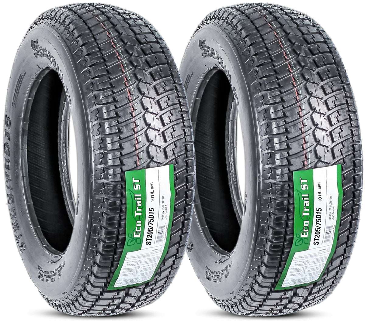 2-Pack ST205/75D15 15 Inch Deep Tread Trailer Tire Load Range C P323280