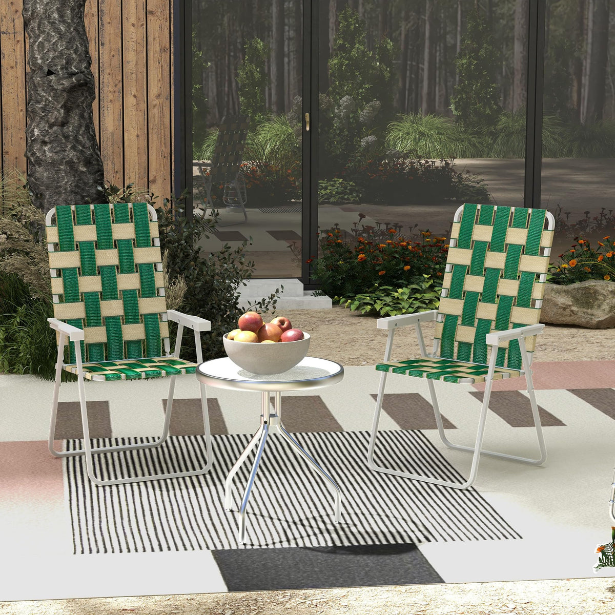 Folding Lawn Chairs Set of 2 with Armrests A449