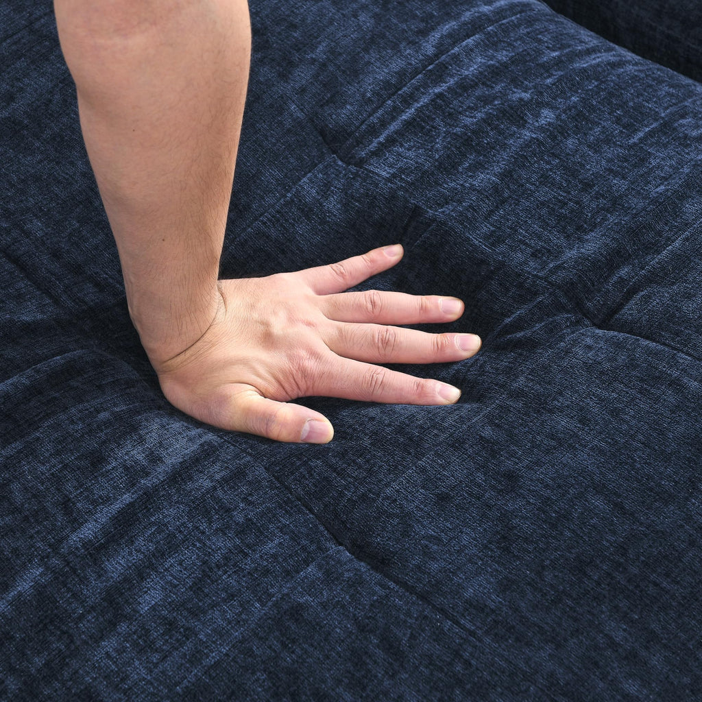 108'' Chenille Navy Blue L-Shaped Sectional Sofa with Storage Ottoman J11468
