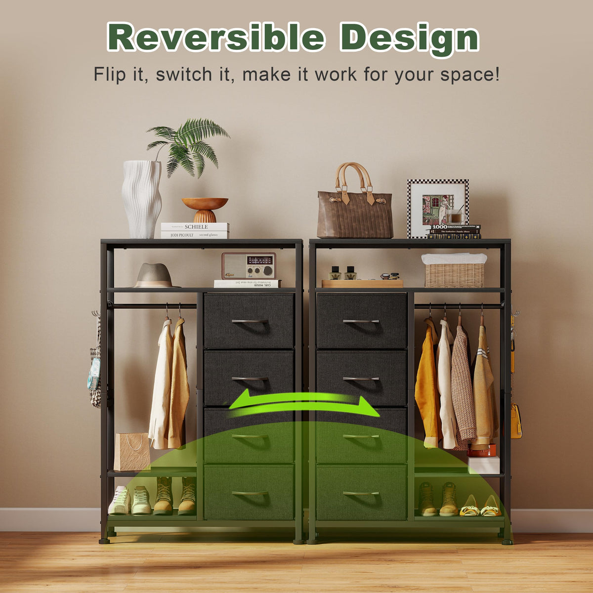 31.5" Dresser with Hanging Rack J24930