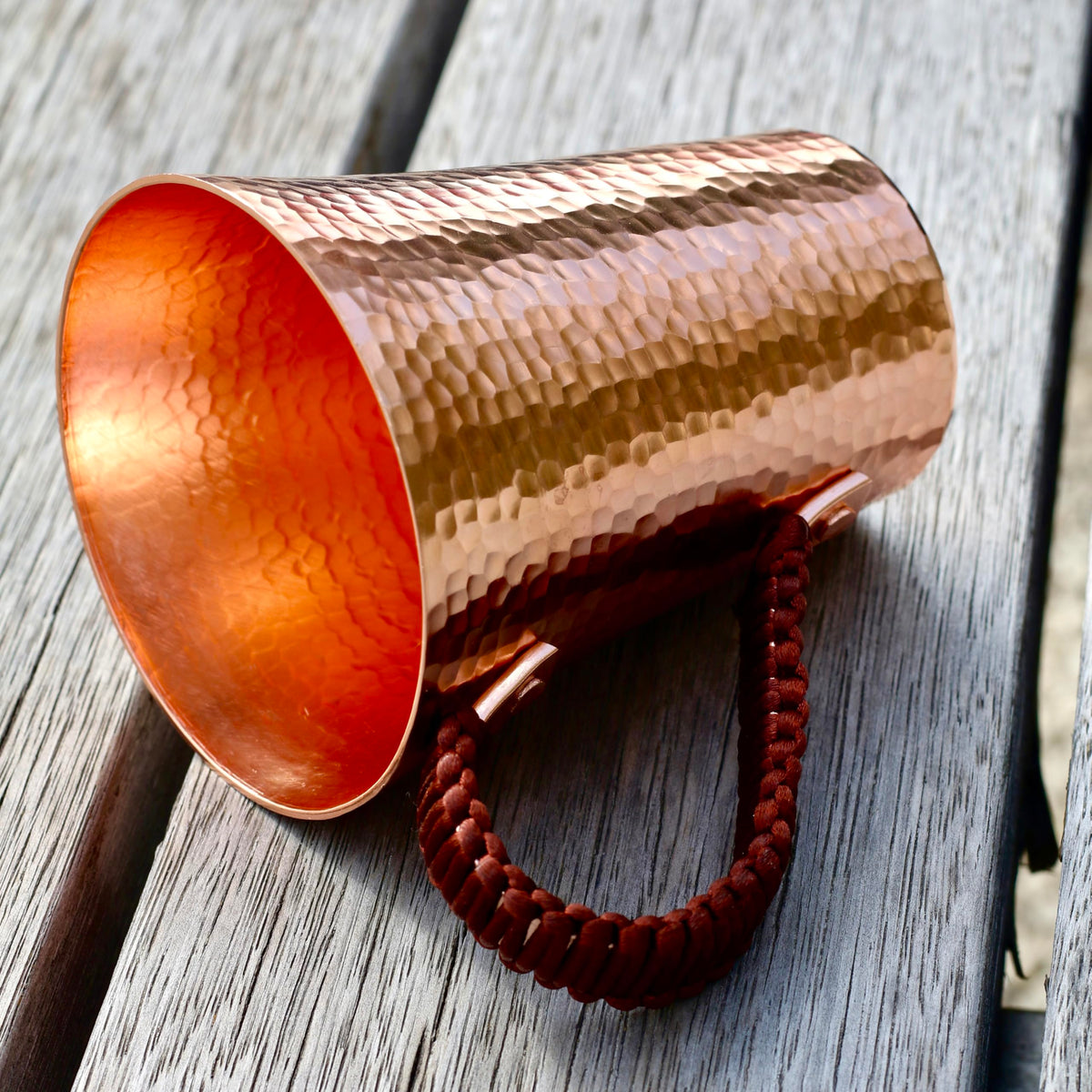 Copper Hand Hammered Ice Tea Cup with Handle 15 OZ J667657
