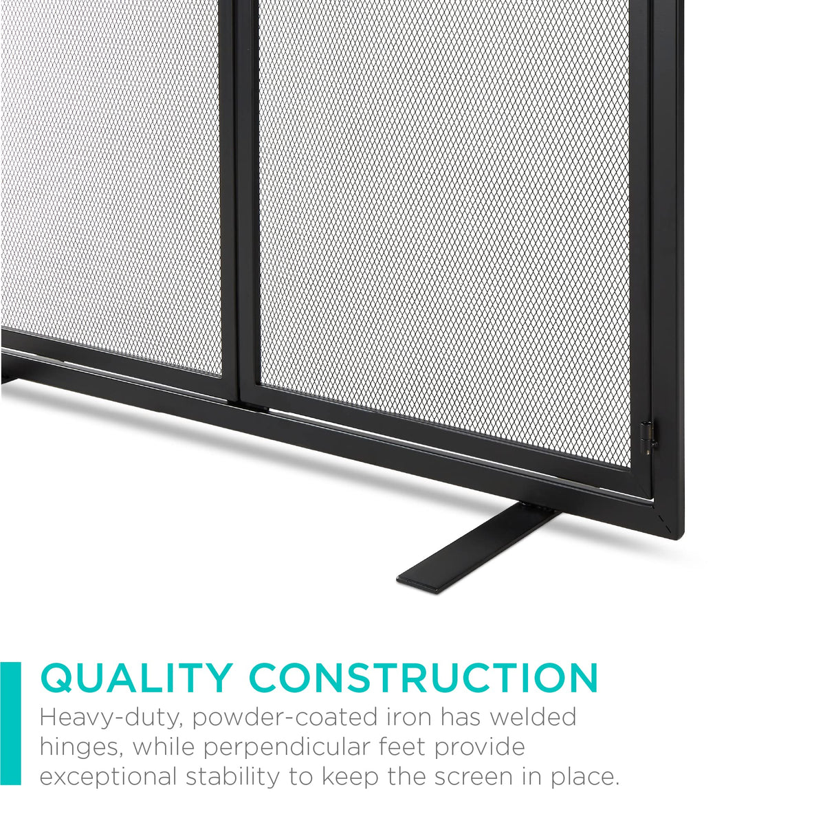 38.5x31in 2-Door Black Wrought Iron Fireplace Screen P174394