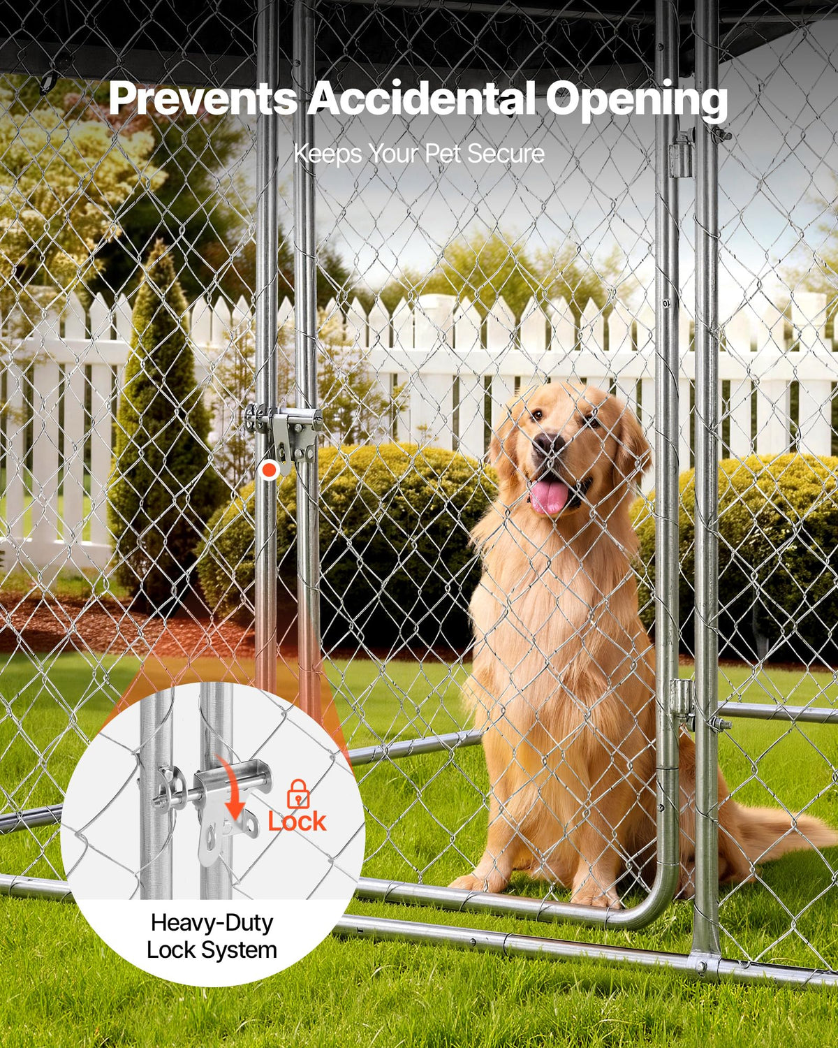 Outdoor Dog Kennel, 6.56 x 6.56 x 5.25 ft with UV-Resistant & Waterproof Roof Cover V401229