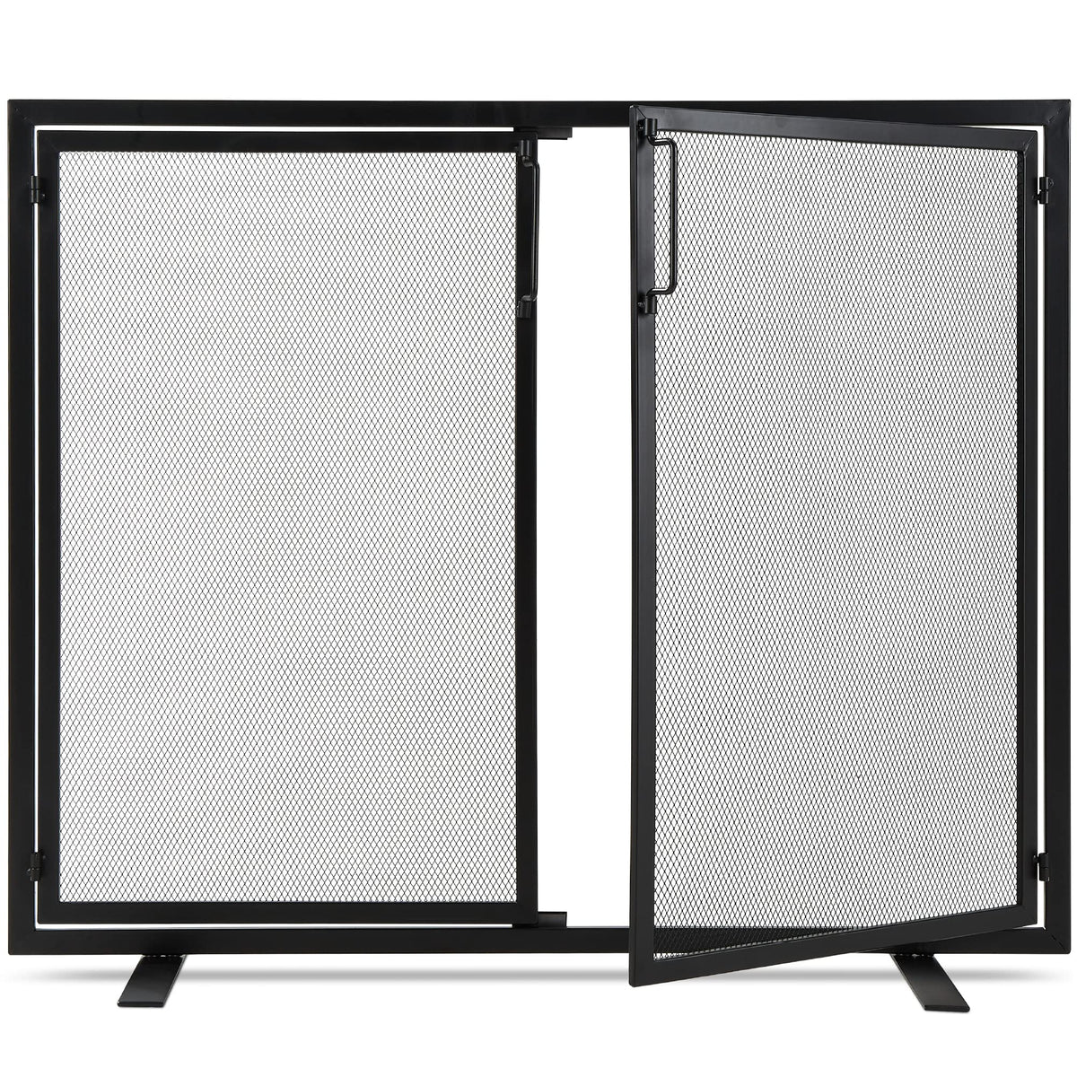 38.5x31in 2-Door Black Wrought Iron Fireplace Screen P174394